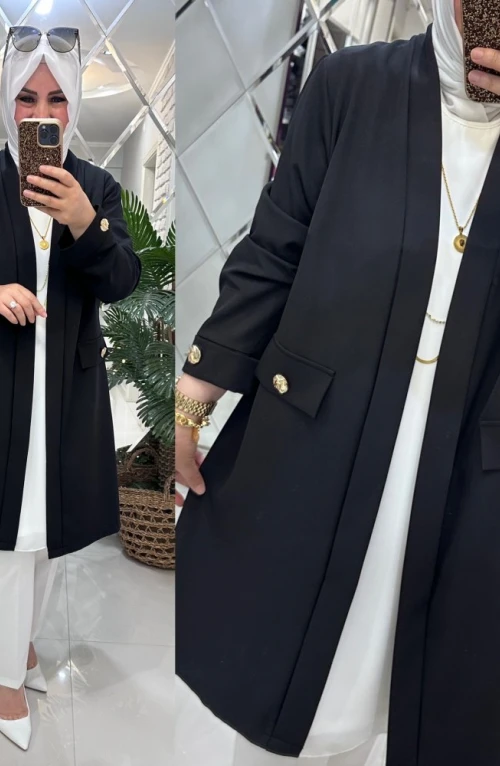 Bilge blazer ceket krep kumaş siyah Bilge blazer ceket krep kumaş siyah