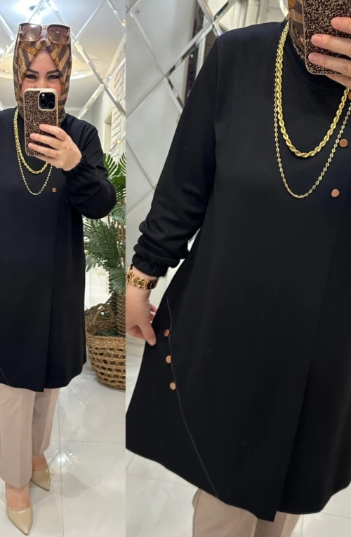 Tülin tunik oyşo penye kumaş siyah
