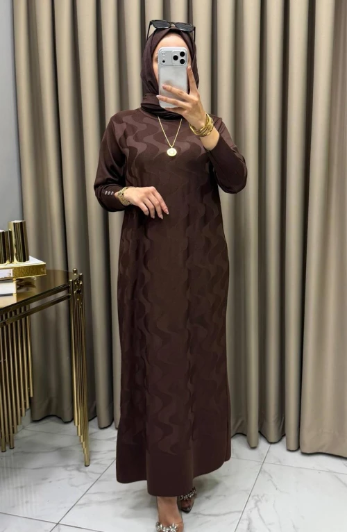 Zeyna Merserize Triko Elbise Kahve Zeyna Merserize Triko Elbise Kahve