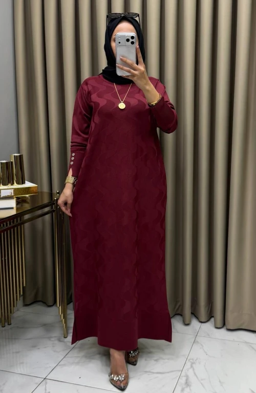 Zeyna Merserize Triko Elbise Bordo Zeyna Merserize Triko Elbise Bordo