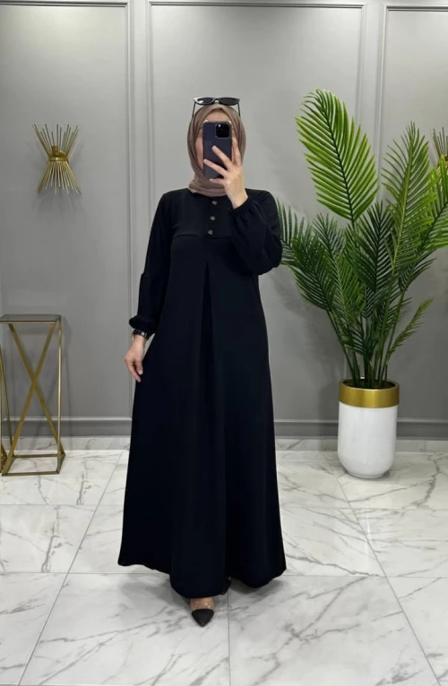 Aybüke Fitilli Örme Elbise Siyah
