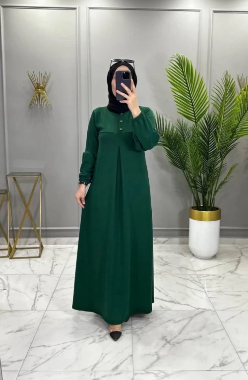 Aybüke Fitilli Örme Elbise Zümrüt