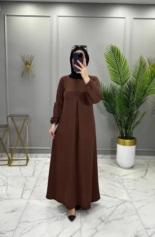 Aybüke Fitilli Örme Elbise Kahve