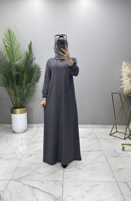 AJDA ABİYE ELBİSE FÜME