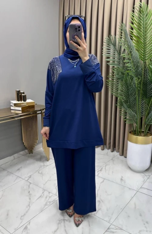 Gizem Taşlı Takım İndigo