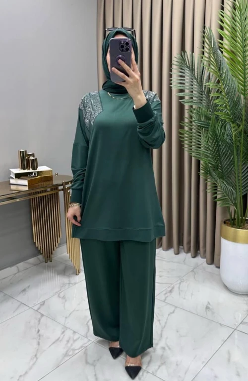 Gizem Taşlı Takım Zümrüt