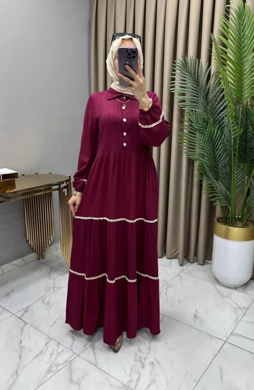 Nehir Elbise Bordo