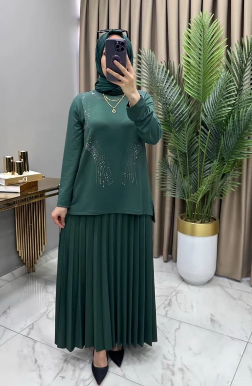 Alya Taşlı Takım Zümrüt