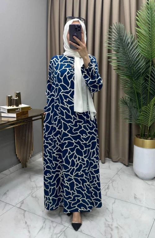Buse Elbise Koyu İndigo