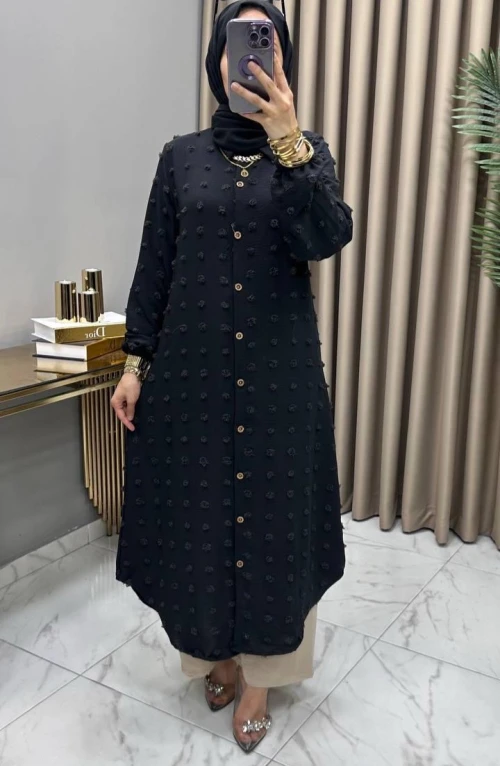 Boncuk Tunik Siyah