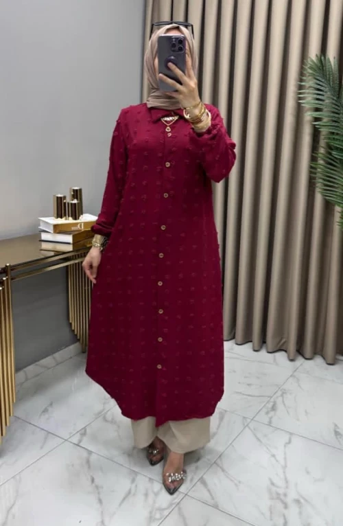 Boncuk Tunik Bordo