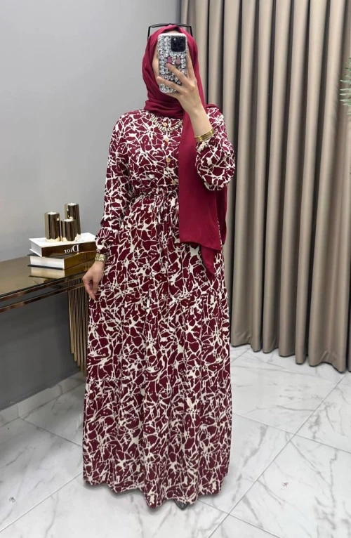 Bahar Elbise Bordo