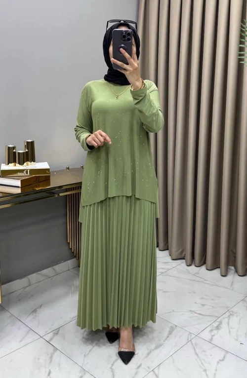 Mayda Etekli Takım Mint