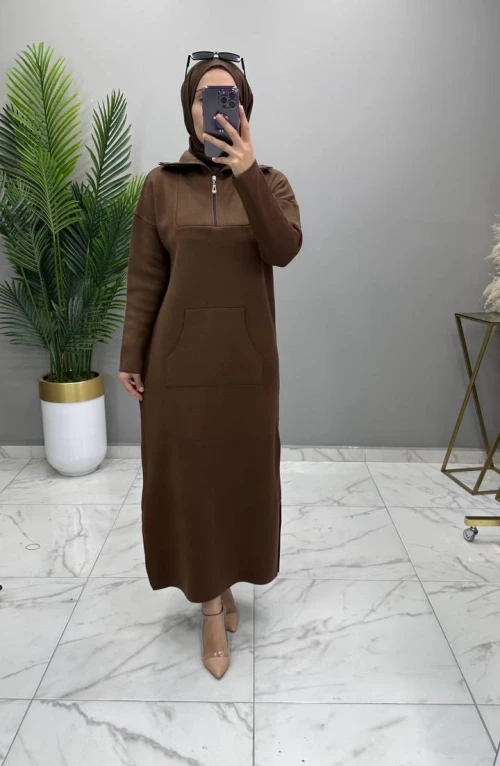 Zehra Triko Elbise Kahve Zehra Triko Elbise Kahve