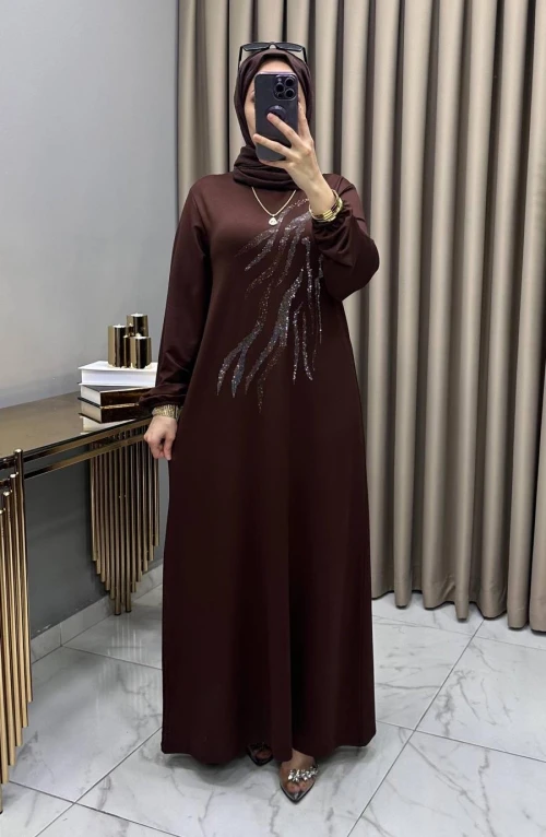 Damla Abiye Elbise Kahve Damla Abiye Elbise Kahve