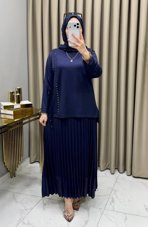 Helen Etekli Takım Lacivert Helen Etekli Takım Lacivert