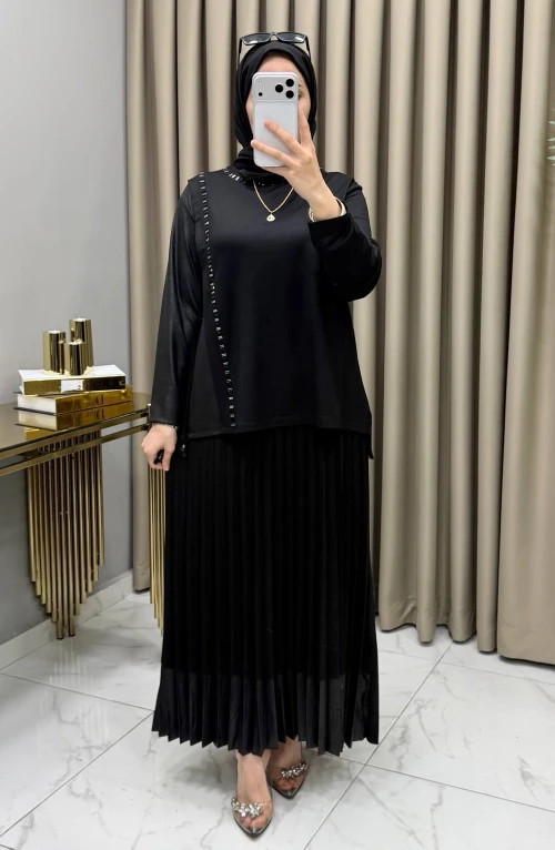 Helen Etekli Takım Siyah Helen Etekli Takım Siyah