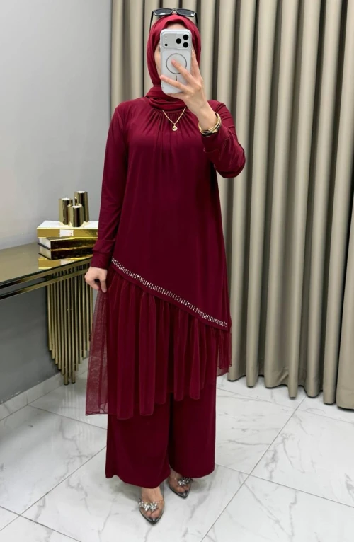 Tüllü Takım Bordo Tüllü Takım Bordo