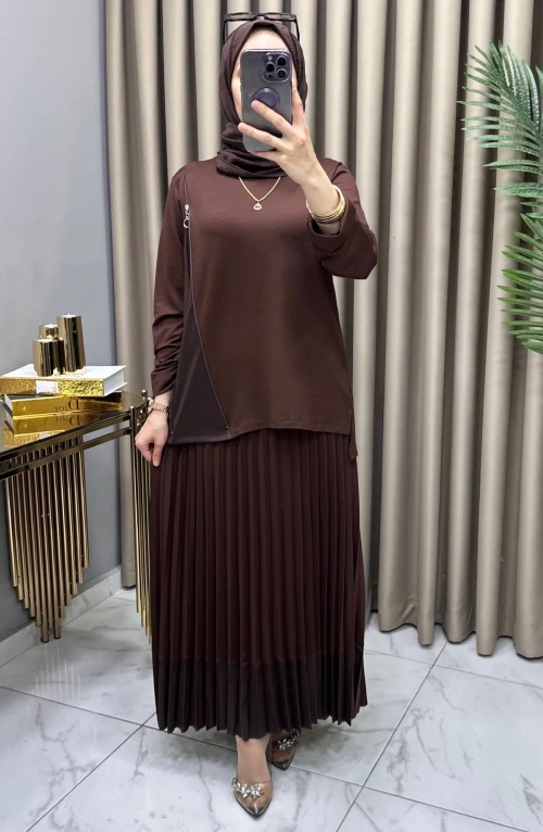 Hale Etekli Takım Kahve Renk Hale Etekli Takım Kahve Renk