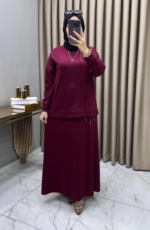 Maya Etekli Takım Bordo Maya Etekli Takım Bordo