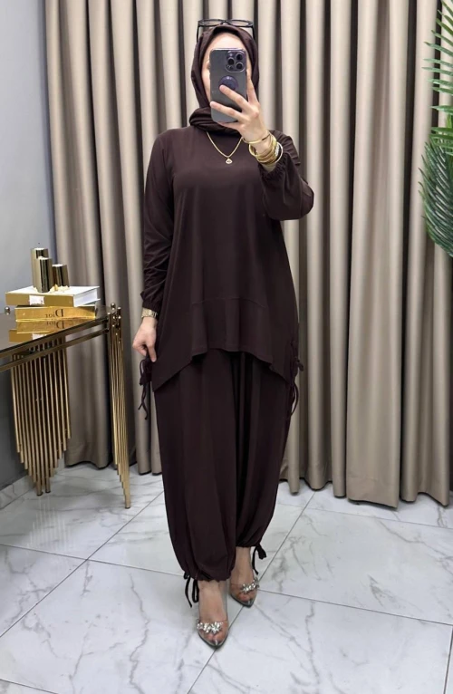 Elanur Pantolonlu Takım Kahve Elanur Pantolonlu Takım Kahve