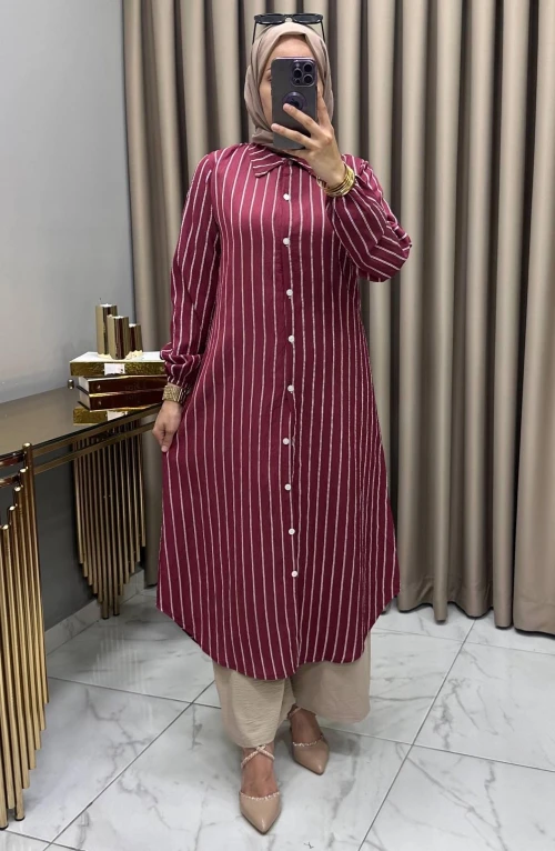 Çizgili Tunik Fuşya Çizgili Tunik Fuşya