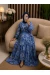 Şal Desen Elbise indigo Mavi