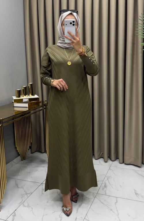 Delal Soğuk Merserize Elbise Haki Delal Soğuk Merserize Elbise Haki
