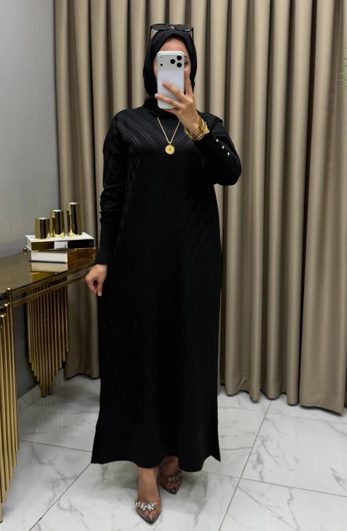Delal Soğuk Merserize Elbise Siyah Delal Soğuk Merserize Elbise Siyah