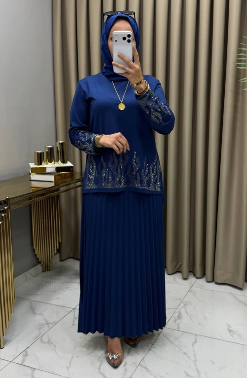 Feride Taşlı Takım İndigo Feride Taşlı Takım İndigo