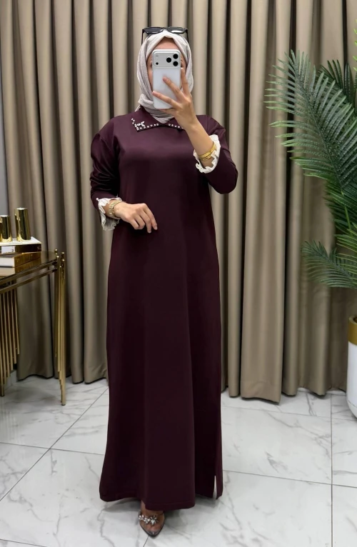 Kamila Merserize Elbise Mürdüm