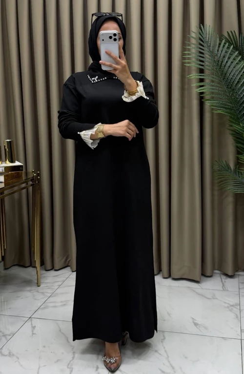 Kamila Merserize Elbise Siyah