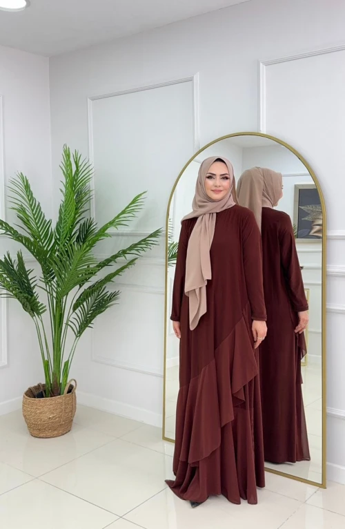 GÜLFEM ELBİSE-KAHVERENGİ