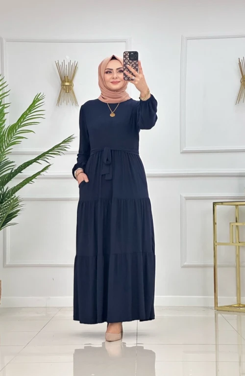 GÜLİZ ELBİSE-LACİVERT