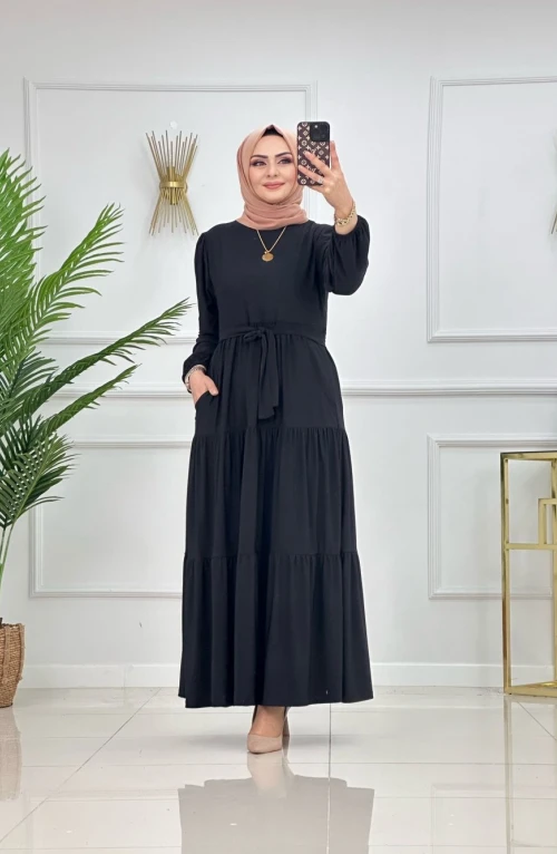 GÜLİZ ELBİSE-SİYAH