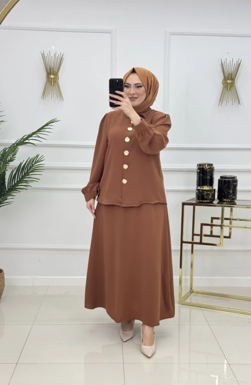 ÖZGE ETEKLİ TAKIM-KAHVERENGİ