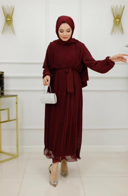 ZARA ELBİSE-BORDO