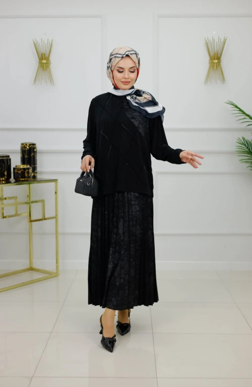 AYSUN ETEKLİ TAKIM-SİYAH