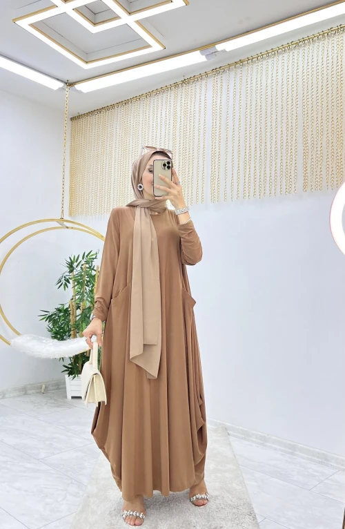Camel Betül Tesettür Elbise