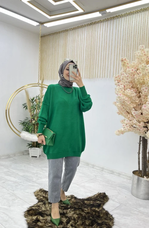 Benetton Kolyeli Hediyeli Triko Tunik Tesettür Giyim