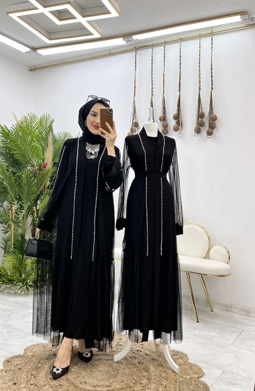 Sıra İncili Abaya Takım Tesettür Giyim