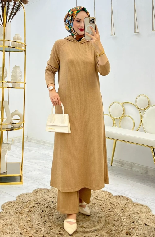 Camel Aşina Takım Tesettür Giyim
