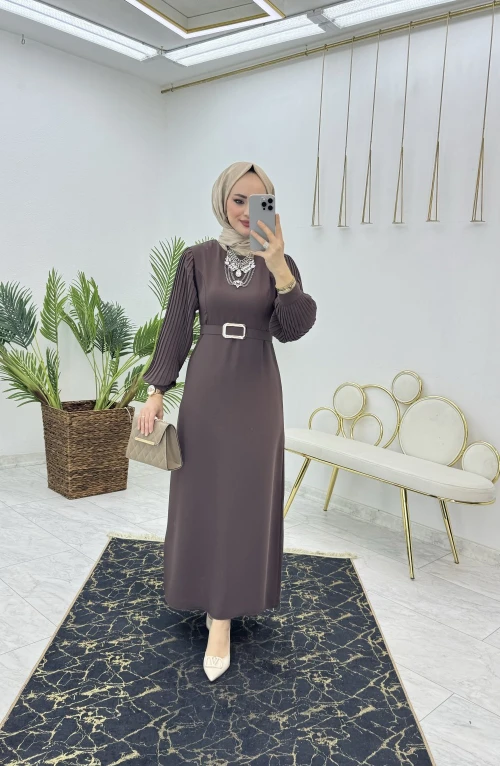 Kahve Hadise Kalem Elbise Tesettür Giyim