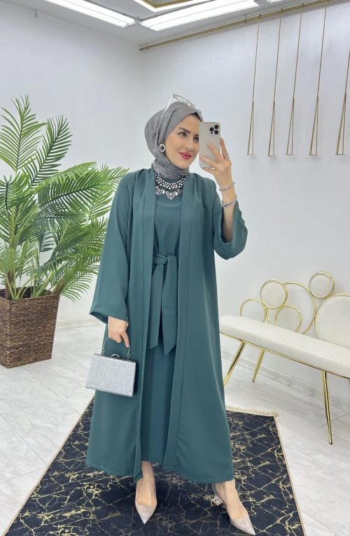 Zümrüt Neva Abaya Takım Tesettür Giyim