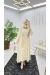 Krem Neva Abaya Takım Tesettür Giyim