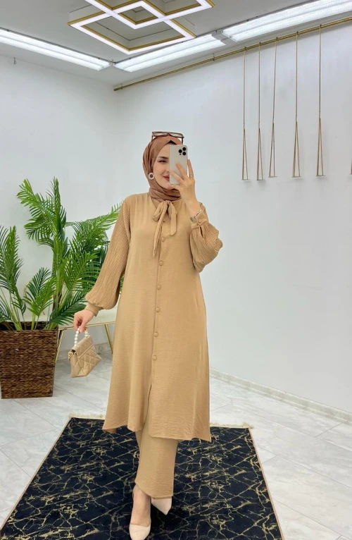 Camel Saadet Takım Tesettür Giyim