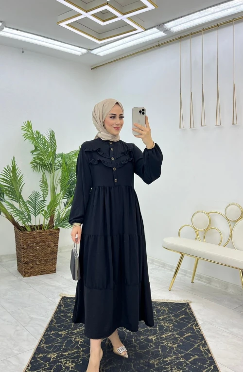 Siyah Özge Elbise Tesettür Giyim