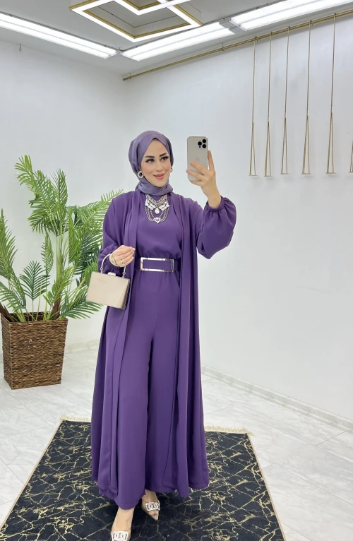 Mürdüm Premıum Fulya Abaya Tulum Takım Tesettür Giyim