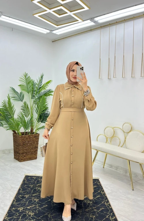 Karamel Miray Elbise Tesettür Giyim
