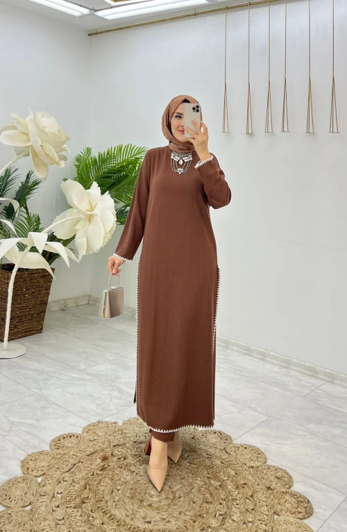 Kahve Dolunay Takım Tesettür Giyim